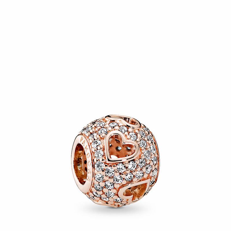 Pandora Rose™ Tumbling Hearts Charm - Pandora Rose/Cubic Zirconia - Canada | VP5527YO